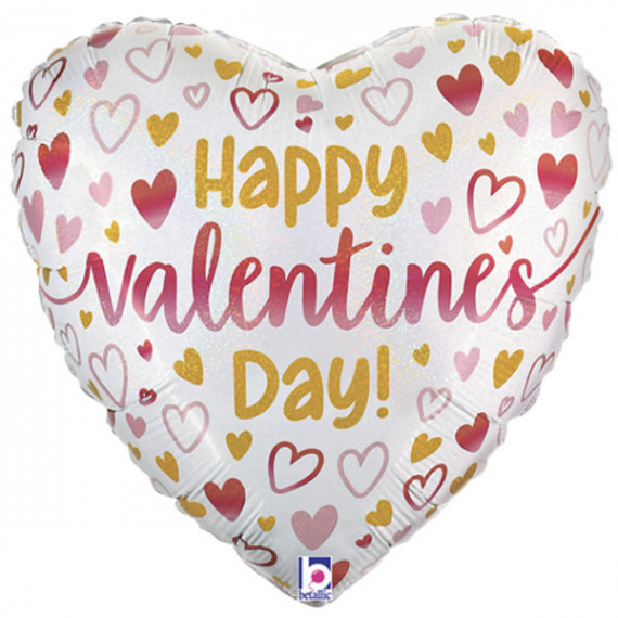 Happy Valentines Day Ombre Heart Foil Balloon - Inflated