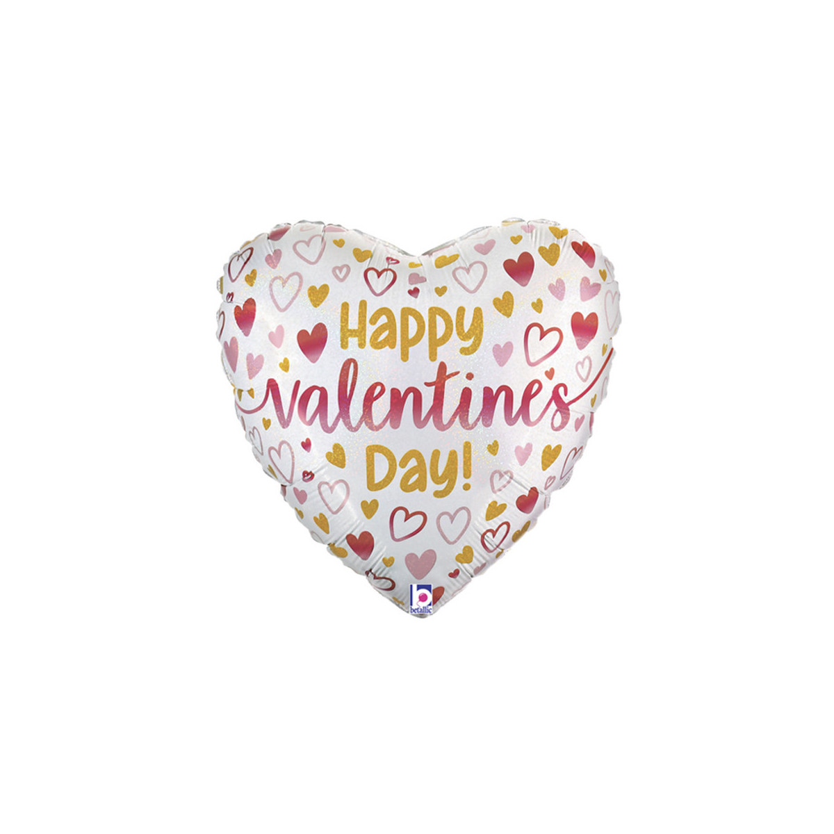 Happy Valentines Day Ombre Heart Foil Balloon - Inflated