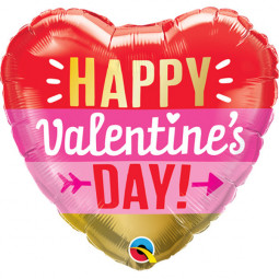 Happy Valentines Day Arrow Heart Foil Balloon - Inflated