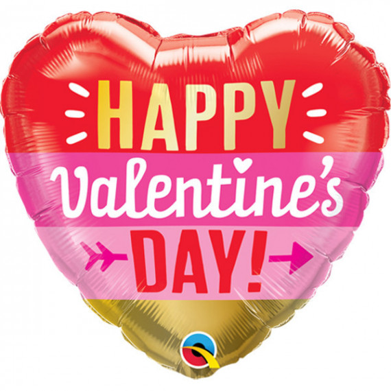 Happy Valentines Day Arrow Heart Foil Balloon - Inflated Happy Valentines Day Arrow Heart Foil Balloon - Inflated