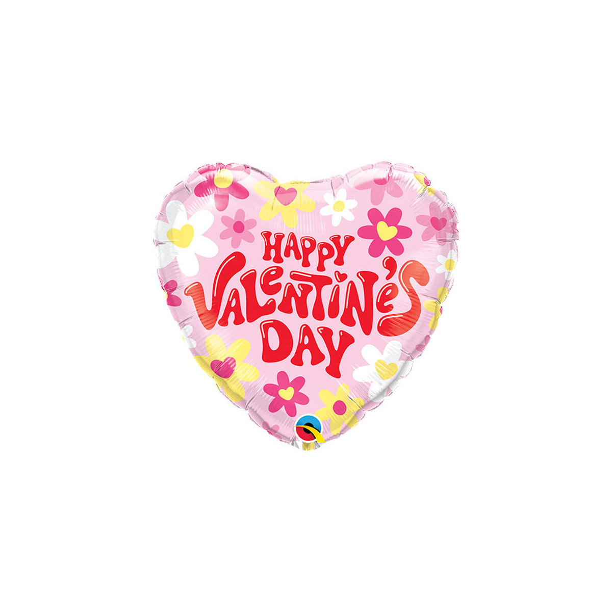 Happy Valentines Day Daisy Heart Foil Balloon - Inflated