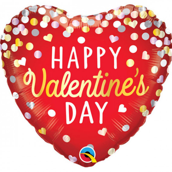 Happy Valentines Day Red Heart Foil Balloon - Inflated Happy Valentines Day Red Heart Foil Balloon - Inflated