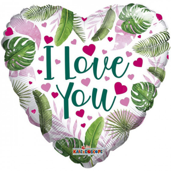 I Love You Leaves Heart Foil Balloon - Inflated I Love You Leaves Heart Foil Balloon - Inflated