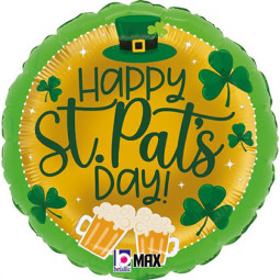 St Patricks Day Round Foil Balloon - Inflated