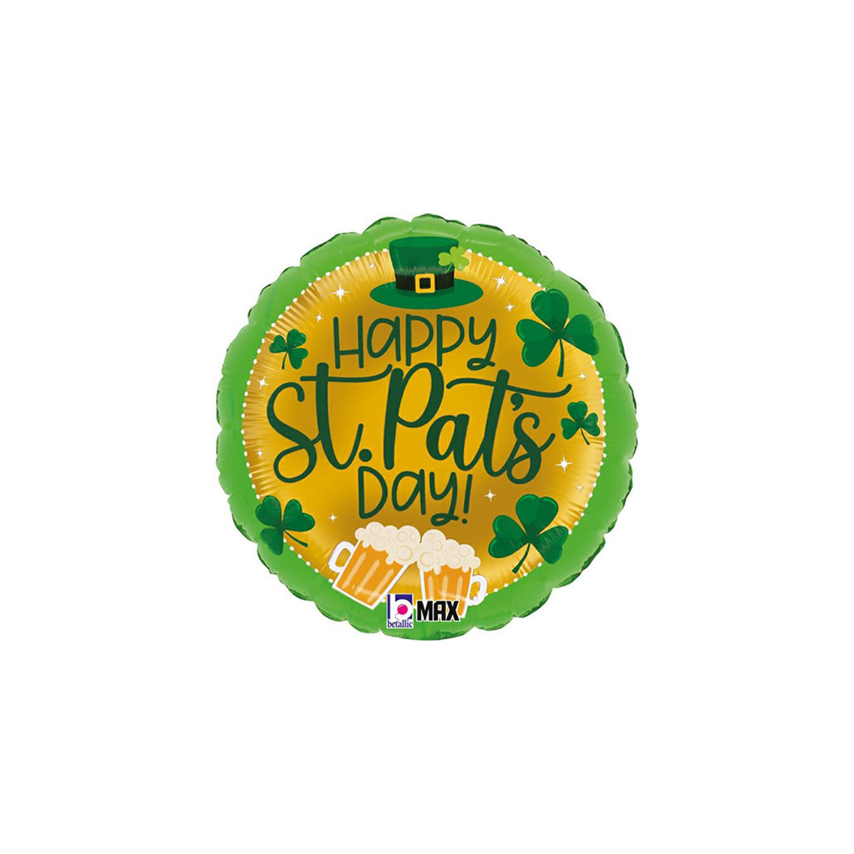 St Patricks Day Round Foil Balloon - Inflated St Patricks Day Round Foil Balloon - Inflated