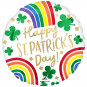 Rainbow St Patricks Day Round Foil Balloon - Inflated Rainbow St Patricks Day Round Foil Balloon - Inflated