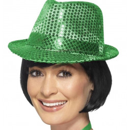 Green Sequin Trilby Hat