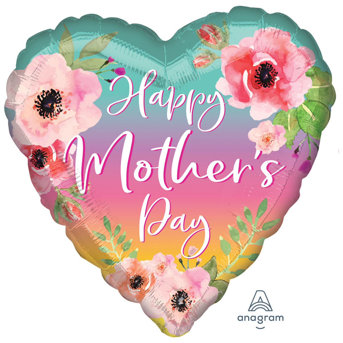 Happy Mothers Day Heart Foil Balloon - Inflated Happy Mothers Day Heart Foil Balloon - Inflated