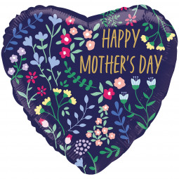 Happy Mothers Day Heart Foil Balloon - Inflated