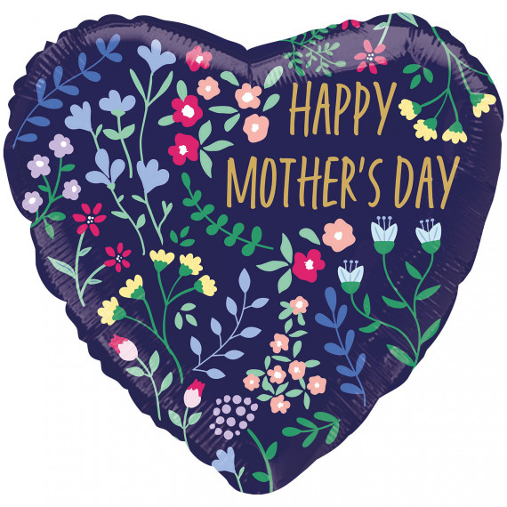 Happy Mothers Day Heart Foil Balloon - Inflated Happy Mothers Day Heart Foil Balloon - Inflated