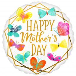 Happy Mothers Day Round Foil Balloon - Inflated