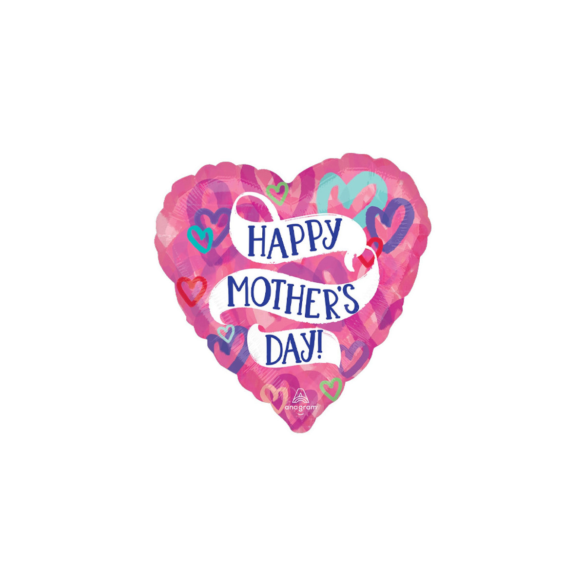 Happy Mothers Day Heart Foil Balloon - Inflated