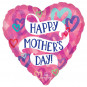 Happy Mothers Day Heart Foil Balloon - Inflated