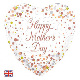 Happy Mothers Day Heart Foil Balloon - Inflated
