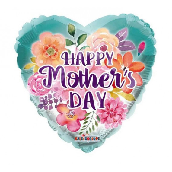 Happy Mothers Day Heart Foil Balloon - Inflated Happy Mothers Day Heart Foil Balloon - Inflated