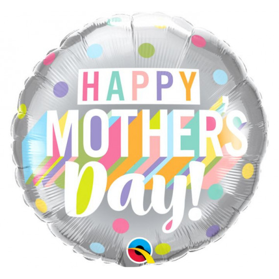 Happy Mothers Day Round Foil Balloon - Inflated Happy Mothers Day Round Foil Balloon - Inflated