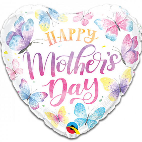 Happy Mothers Day Heart Foil Balloon - Inflated Happy Mothers Day Heart Foil Balloon - Inflated