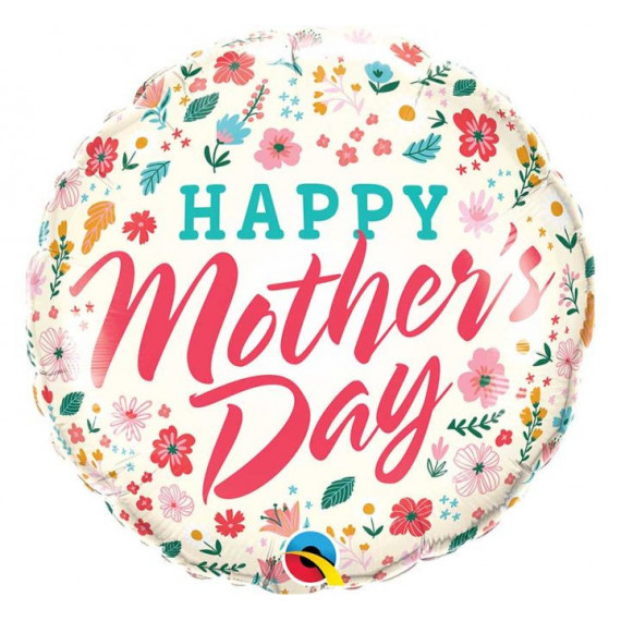 Happy Mothers Day Round Foil Balloon - Inflated Happy Mothers Day Round Foil Balloon - Inflated