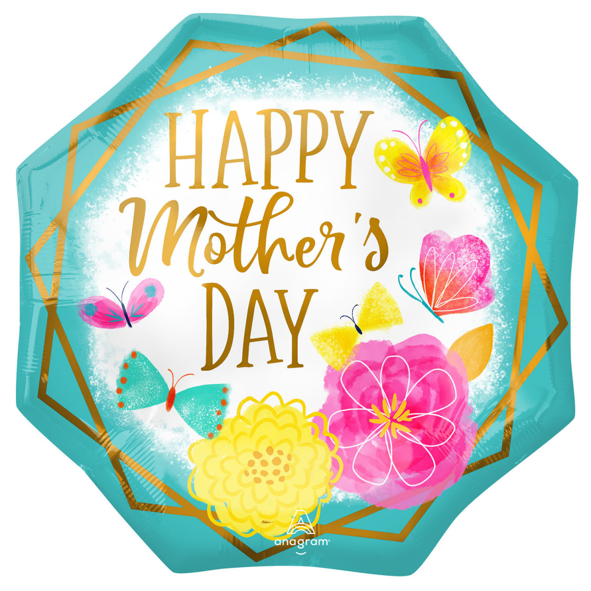 Happy Mother's Day Octagon Supershape Foil Balloon - Inflated Happy Mother's Day Octagon Supershape Foil Balloon - Inflated