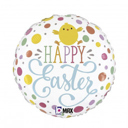 Happy Easter Round Foil Balloon - Inflated