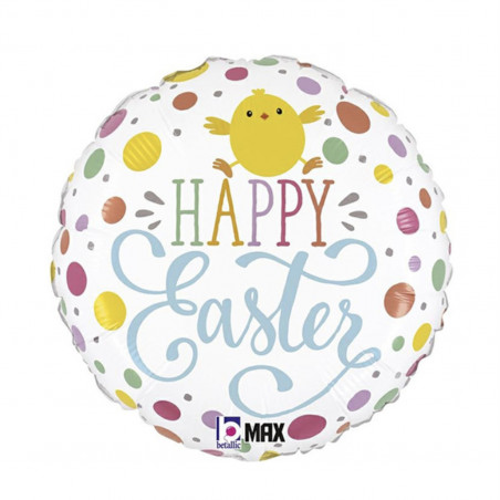 Happy Easter Round Foil Balloon - Inflated