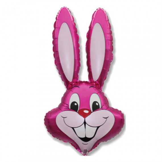Pink Bunny Head Supershape Foil Balloon - Inflated Pink Bunny Head Supershape Foil Balloon - Inflated