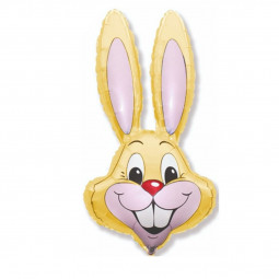 Pastel Yellow Bunny Head Supershape Foil Balloon - Inflated