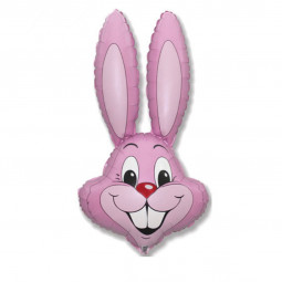 Pastel Pink Bunny Head Supershape Foil Balloon - Inflated