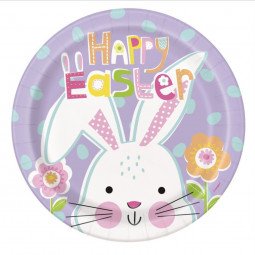 Happy Easter Purple Paper Plates