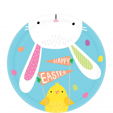 Happy Easter Blue Paper Plates