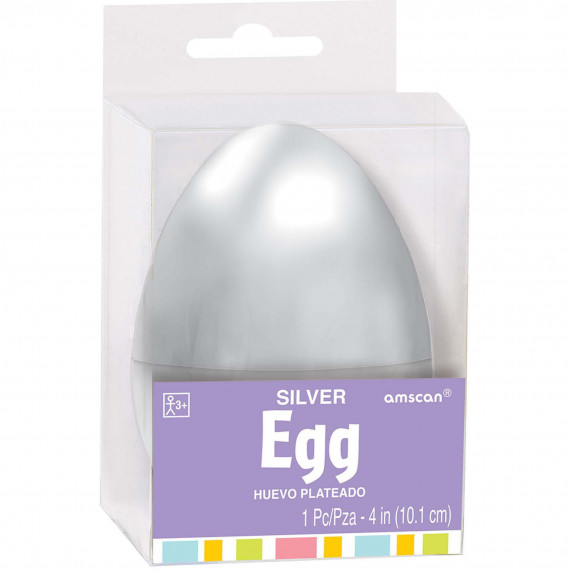 Large Silver Plastic Fillable Egg Large Silver Plastic Fillable Egg