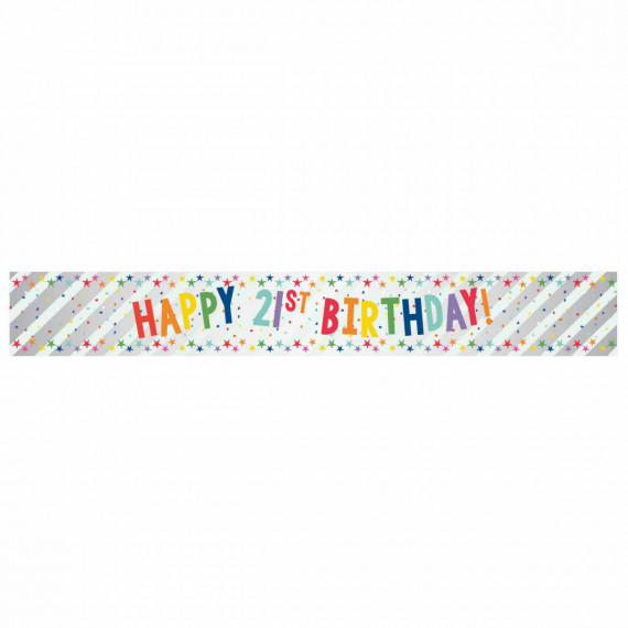 Multi-Coloured Happy 21st Birthday Banner