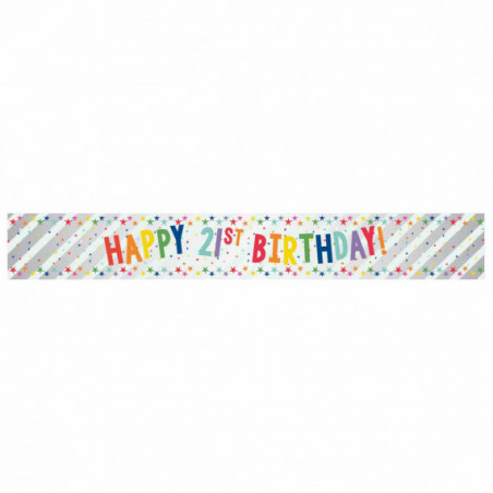 Multi-Coloured Happy 21st Birthday Banner