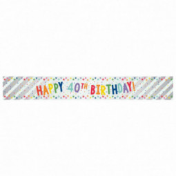 Multi-Coloured Happy 40th Birthday Banner