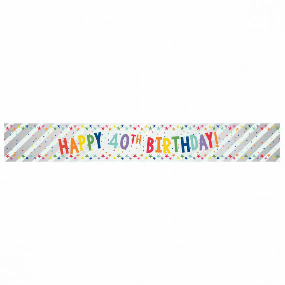 Multi-Coloured Happy 40th Birthday Banner