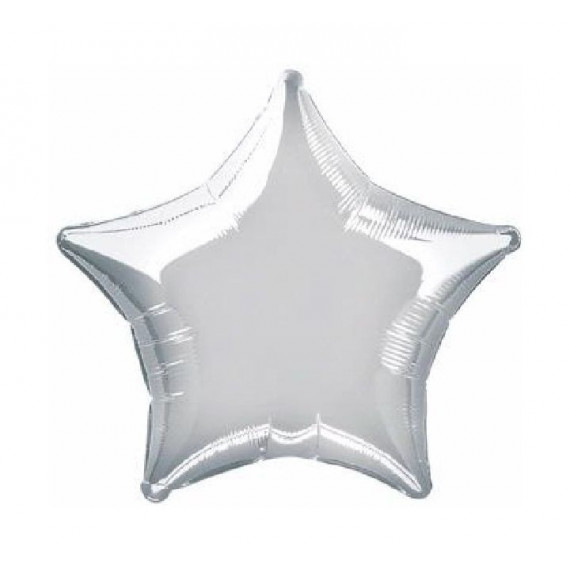 Silver Star Foil Balloon - Inflated Silver Star Foil Balloon - Inflated