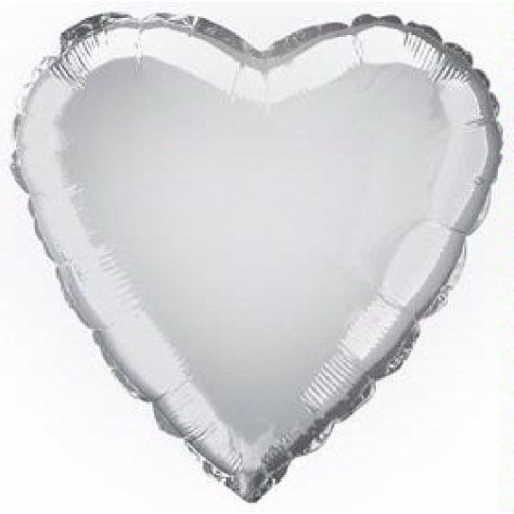 Silver Heart Foil Balloon - Inflated Silver Heart Foil Balloon - Inflated