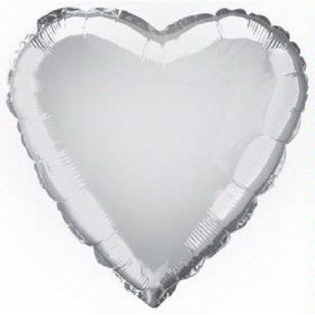 Silver Heart Foil Balloon - Inflated