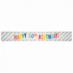 Multi-Coloured Happy 50th Birthday Banner