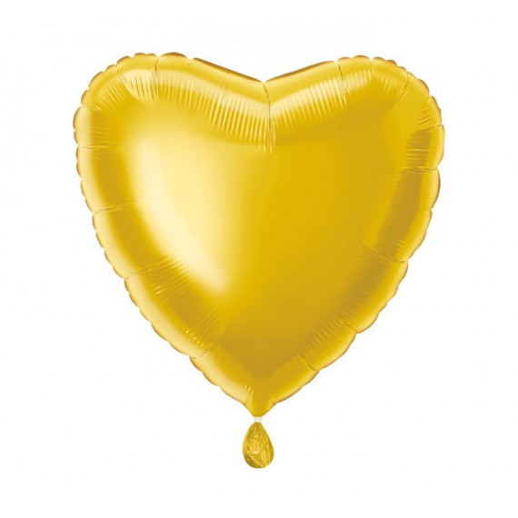 Gold Heart Foil Balloon - Inflated Gold Heart Foil Balloon - Inflated