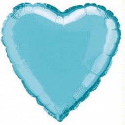 Baby Blue Heart Foil Balloon - Inflated