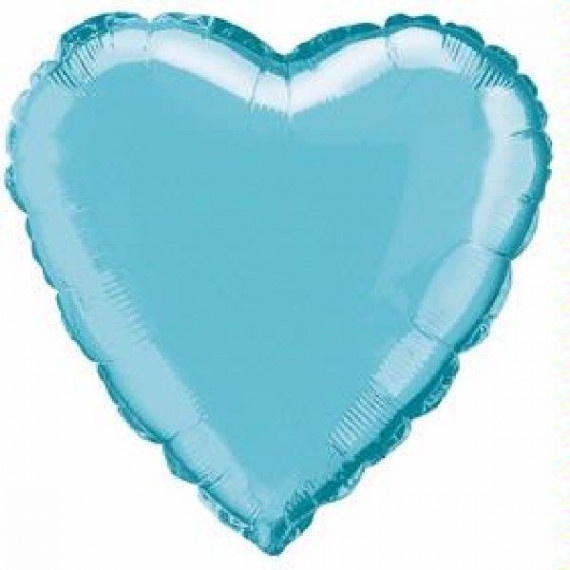 Baby Blue Heart Foil Balloon - Inflated Baby Blue Heart Foil Balloon - Inflated