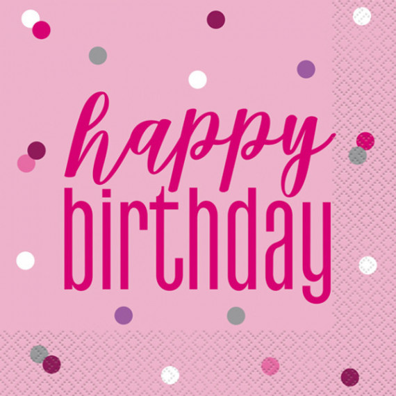 Pink Glitz Happy Birthday Paper Napkins