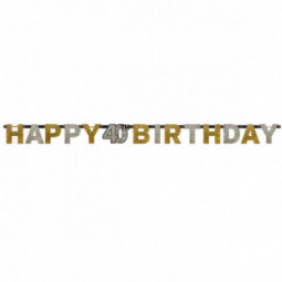 Gold Happy 40th Birthday Banner