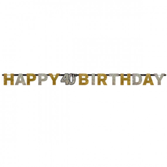 Gold Happy 40th Birthday Banner