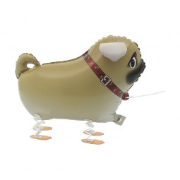 Pug Walking Pet Foil Balloon - Inflated