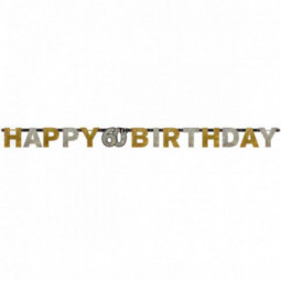 Gold Happ 60th Birthday Banner