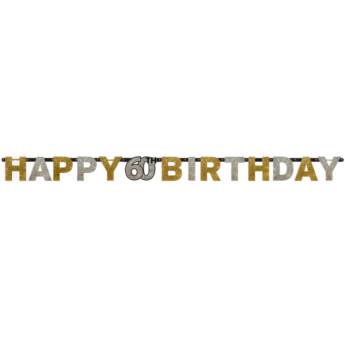 Gold Happ 60th Birthday Banner