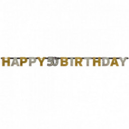 Gold Happy 50th Birthday Banner