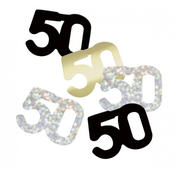 Black 50th Birthday Confetti